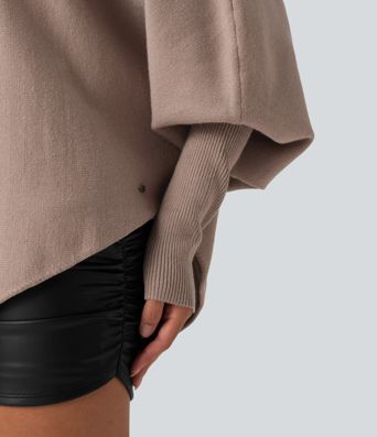Batwing Long Sleeve Asymmetric Hem Casual Jumper Batwing Long Sleeve Asymmetric Hem Casual Jumper
