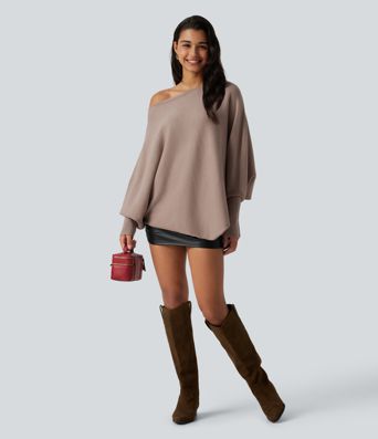 Batwing Long Sleeve Asymmetric Hem Casual Jumper Batwing Long Sleeve Asymmetric Hem Casual Jumper