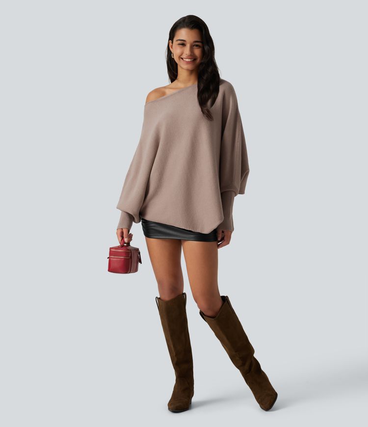 Batwing Long Sleeve Asymmetric Hem Casual Jumper Batwing Long Sleeve Asymmetric Hem Casual Jumper