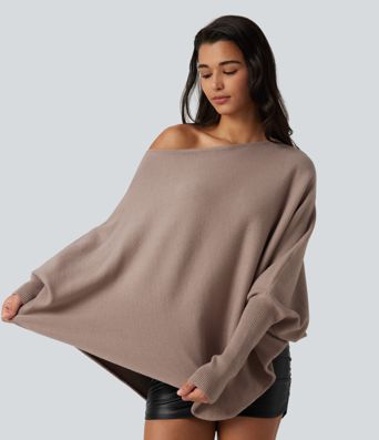 Batwing Long Sleeve Asymmetric Hem Casual Jumper Batwing Long Sleeve Asymmetric Hem Casual Jumper