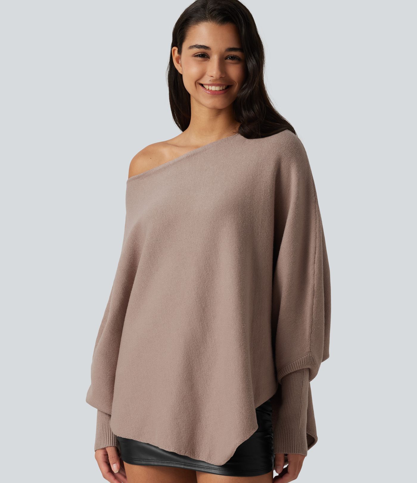 Batwing Long Sleeve Asymmetric Hem Casual Jumper Batwing Long Sleeve Asymmetric Hem Casual Jumper