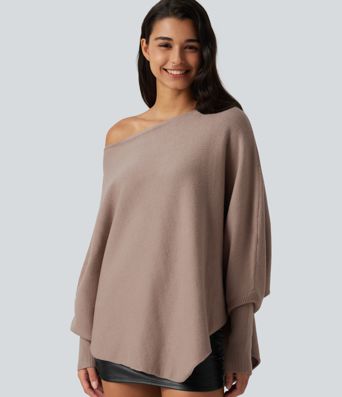 Batwing Long Sleeve Asymmetric Hem Casual Jumper Batwing Long Sleeve Asymmetric Hem Casual Jumper