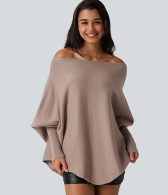Batwing Long Sleeve Asymmetric Hem Casual Jumper Batwing Long Sleeve Asymmetric Hem Casual Jumper