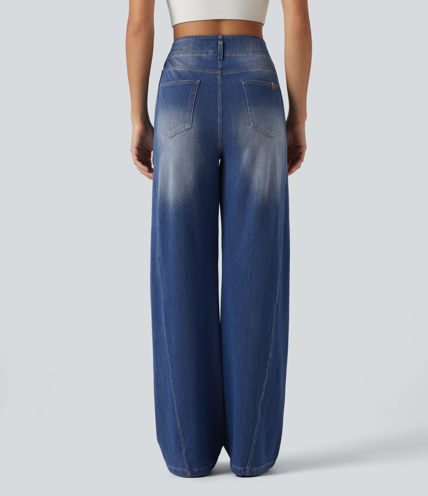 Halara Flex™ - Lässige Jeans mit hohem Bund, mehreren Taschen und geradem Bein Halara Flex™ - Lässige Jeans mit hohem Bund, mehreren Taschen und geradem Bein