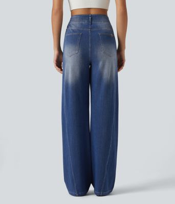 Halara Flex™ - Lässige Jeans mit hohem Bund, mehreren Taschen und geradem Bein Halara Flex™ - Lässige Jeans mit hohem Bund, mehreren Taschen und geradem Bein