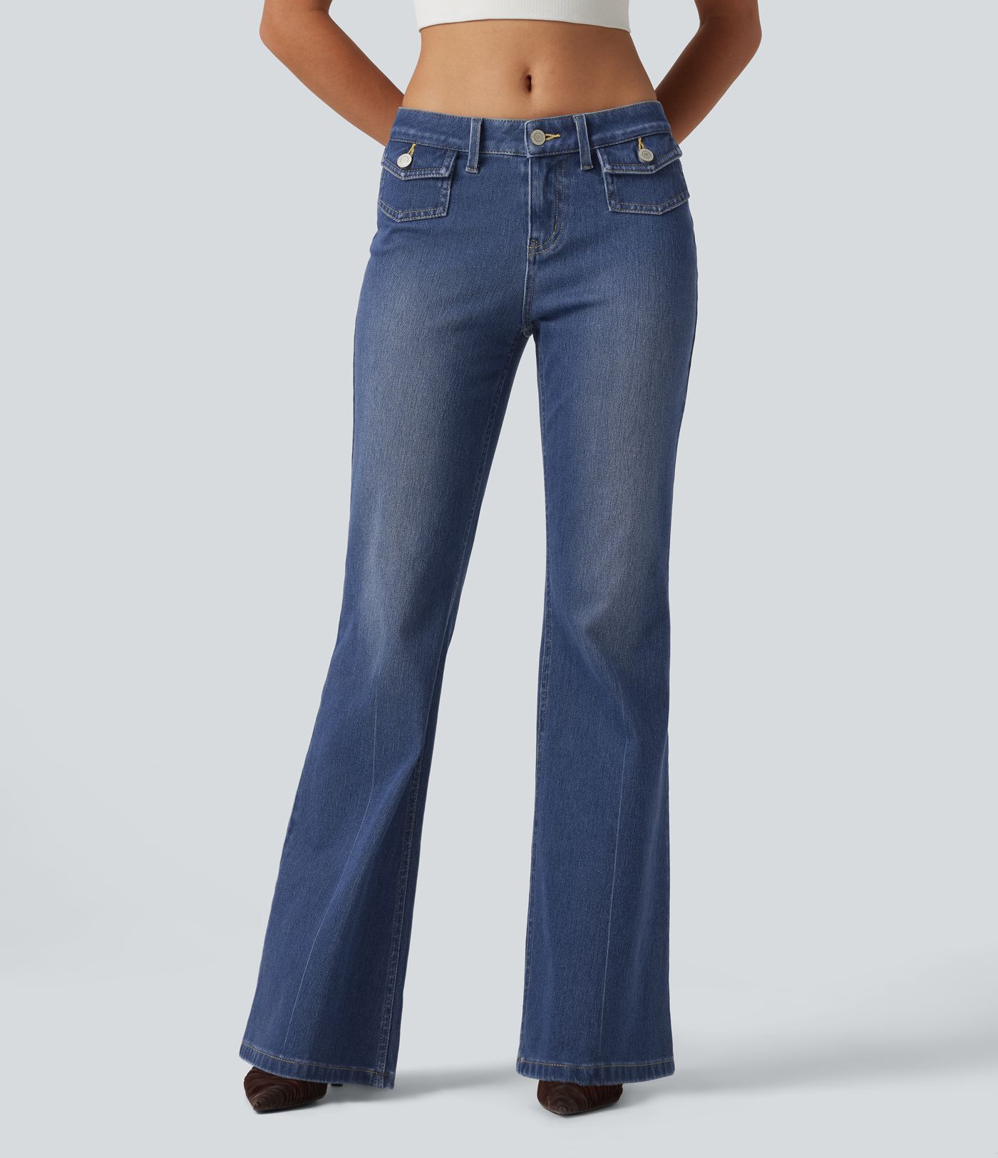 Halara Flex™ - Lässige Jeans mit niedrigem Bund und mehreren Taschen