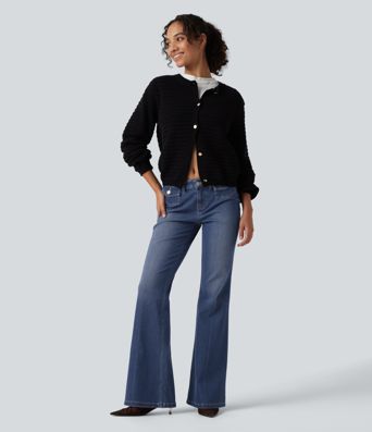 Halara Flex™ - Lässige Jeans mit niedrigem Bund und mehreren Taschen