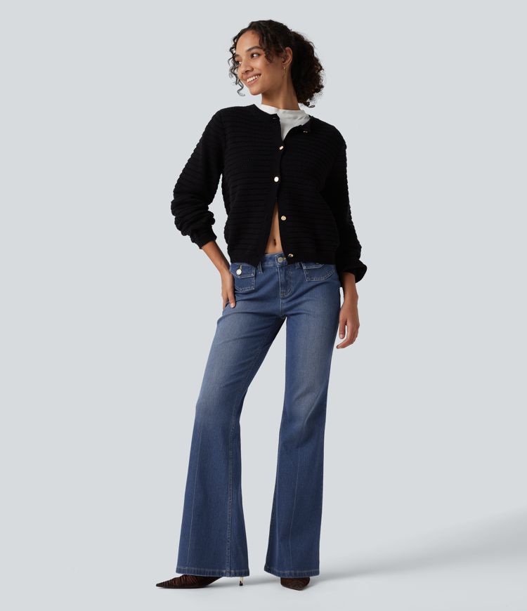 Halara Flex™ - Lässige Jeans mit niedrigem Bund und mehreren Taschen