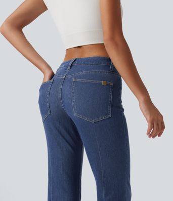 Halara Flex™ - Lässige Jeans mit niedrigem Bund und mehreren Taschen