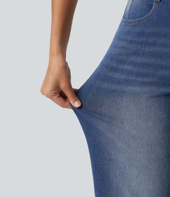 Halara Flex™ - Lässige Jeans mit hohem Bund, mehreren Taschen und geradem Bein Halara Flex™ - Lässige Jeans mit hohem Bund, mehreren Taschen und geradem Bein