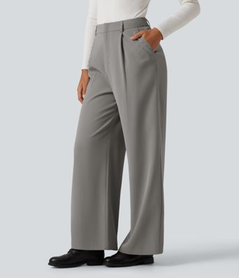 High Waisted Wide Leg Baggy Work Pants with Pockets