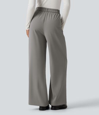 High Waisted Wide Leg Baggy Work Pants with Pockets