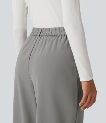 High Waisted Wide Leg Baggy Work Pants with Pockets
