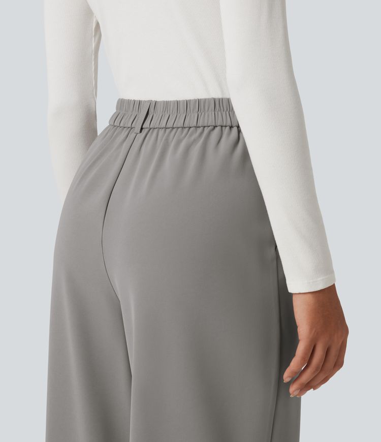 High Waisted Wide Leg Baggy Work Pants with Pockets