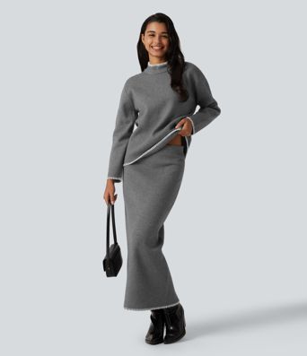 Stand Collar Long Sleeve Crochet Work Sweater Stand Collar Long Sleeve Crochet Work Sweater