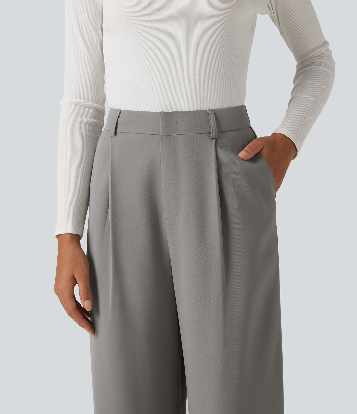 High Waisted Wide Leg Baggy Work Pants with Pockets