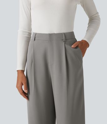 High Waisted Wide Leg Baggy Work Pants with Pockets