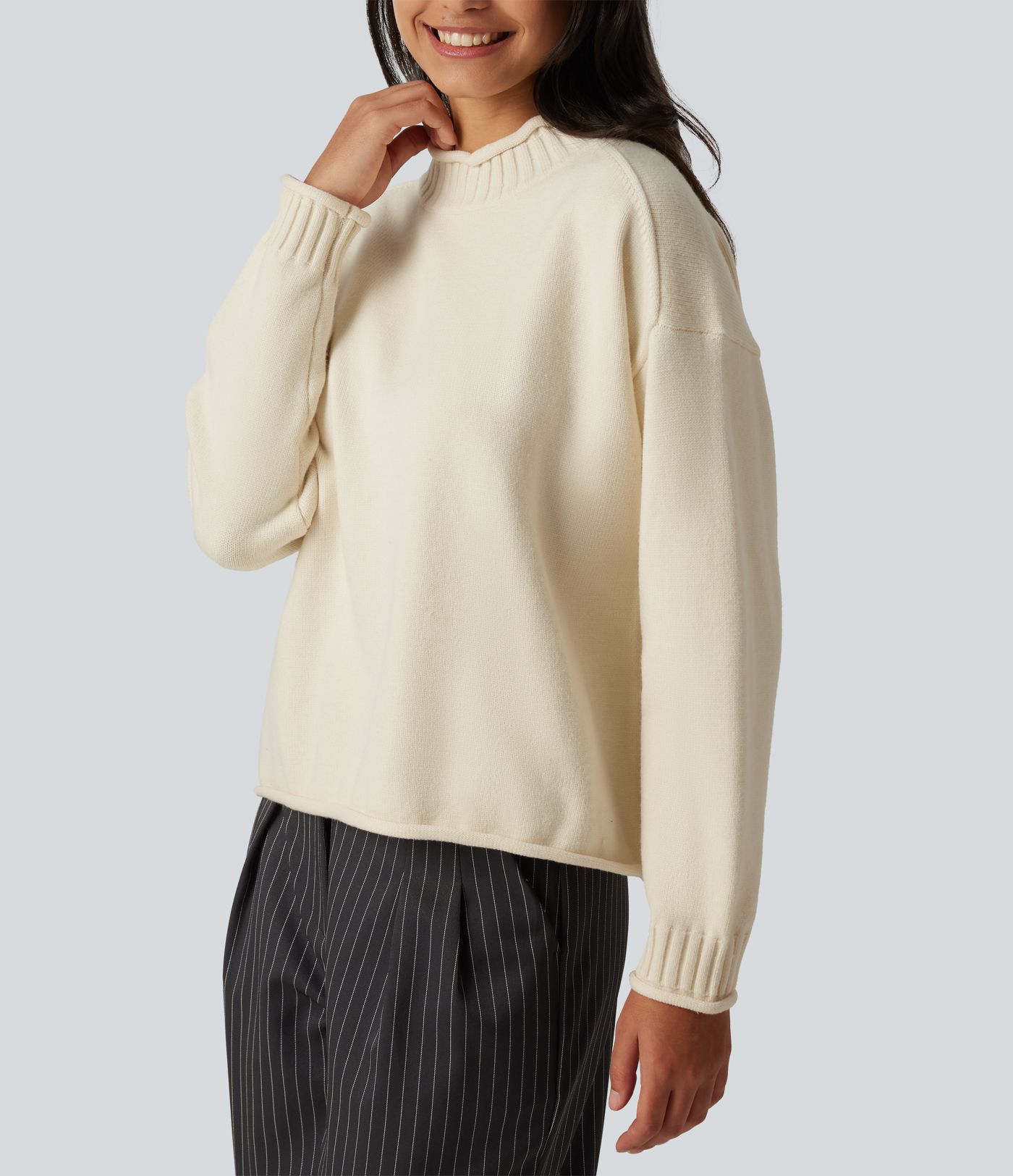 Mock Neck Long Sleeve Work Sweater Mock Neck Long Sleeve Work Sweater