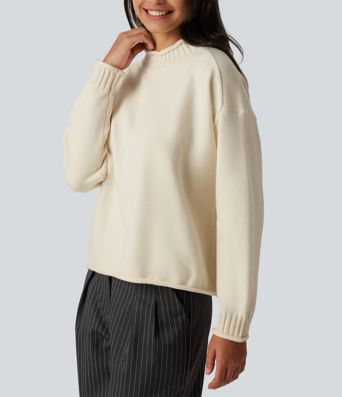 Mock Neck Long Sleeve Work Sweater Mock Neck Long Sleeve Work Sweater