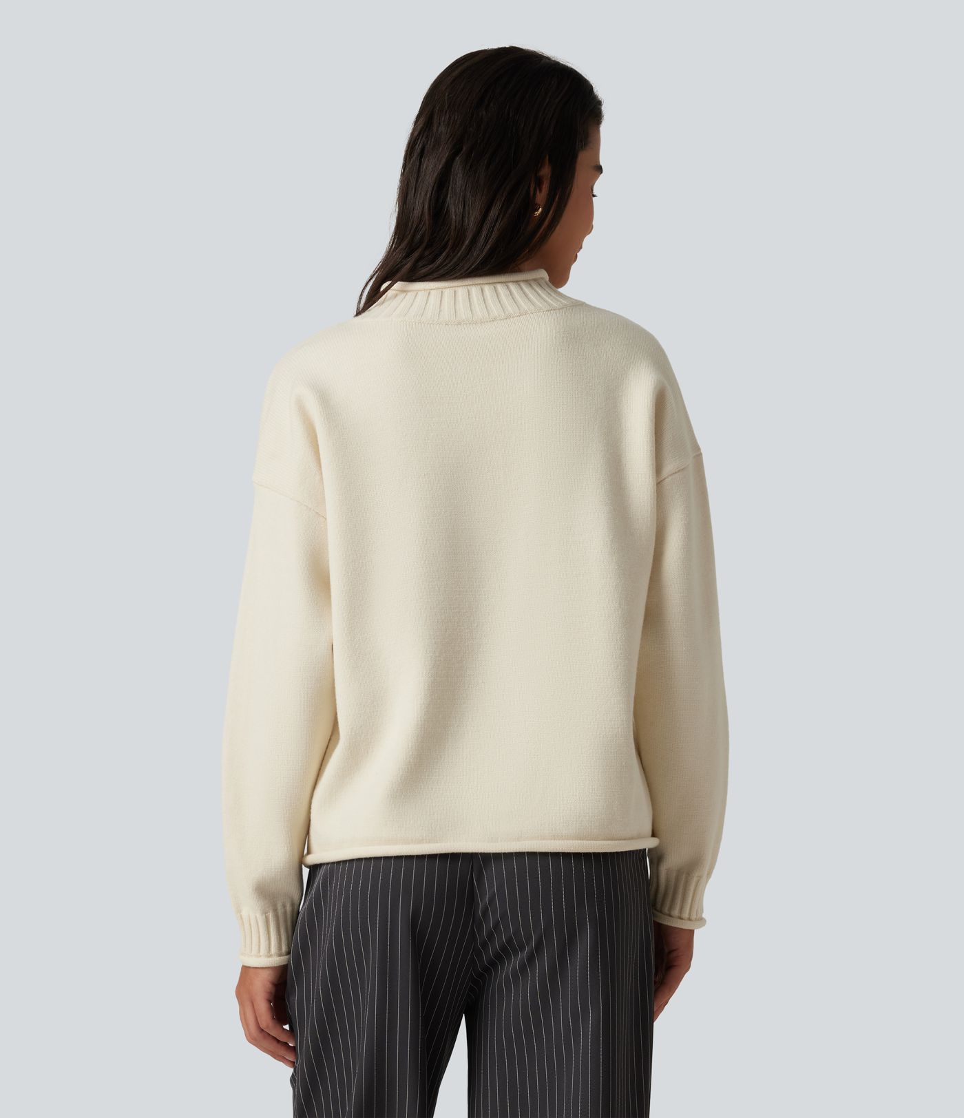 Mock Neck Long Sleeve Work Sweater Mock Neck Long Sleeve Work Sweater