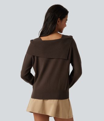 Lapel Long Sleeve Casual Sweater