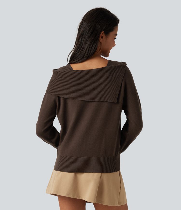 Lapel Long Sleeve Casual Sweater