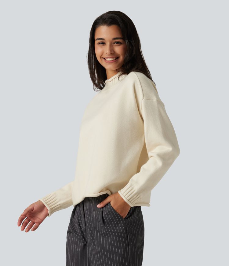 Mock Neck Long Sleeve Work Sweater Mock Neck Long Sleeve Work Sweater