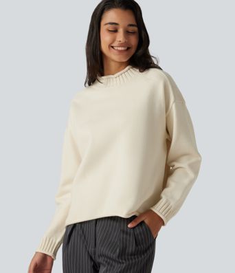 Mock Neck Long Sleeve Work Sweater Mock Neck Long Sleeve Work Sweater