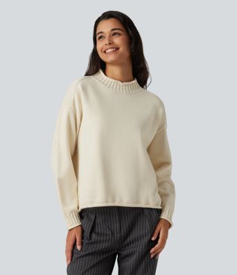 Mock Neck Long Sleeve Work Sweater Mock Neck Long Sleeve Work Sweater