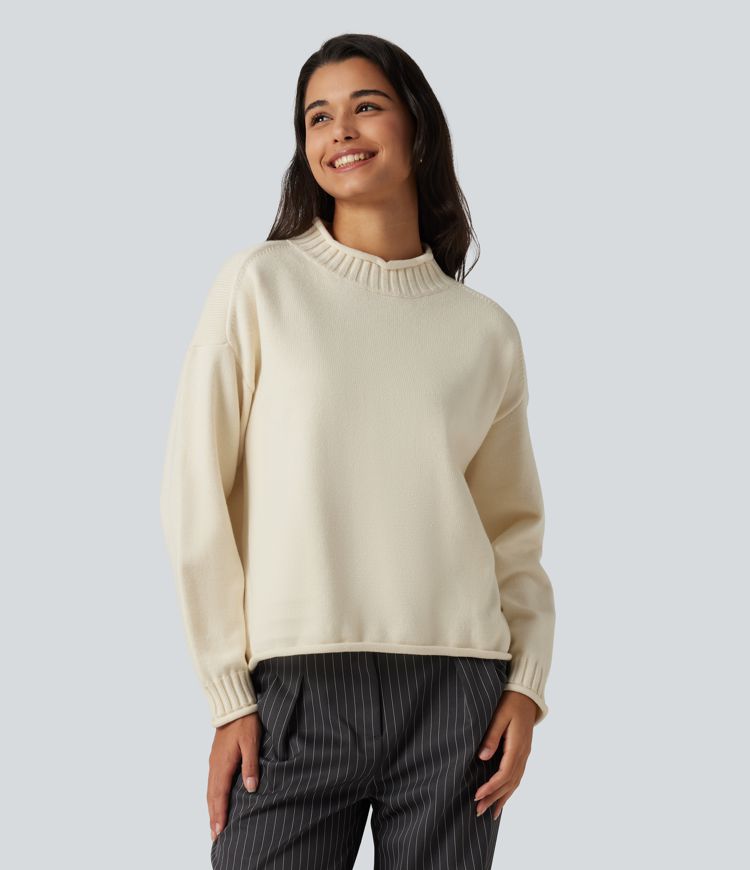 Mock Neck Long Sleeve Work Sweater Mock Neck Long Sleeve Work Sweater