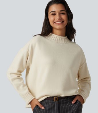 Mock Neck Long Sleeve Work Sweater Mock Neck Long Sleeve Work Sweater