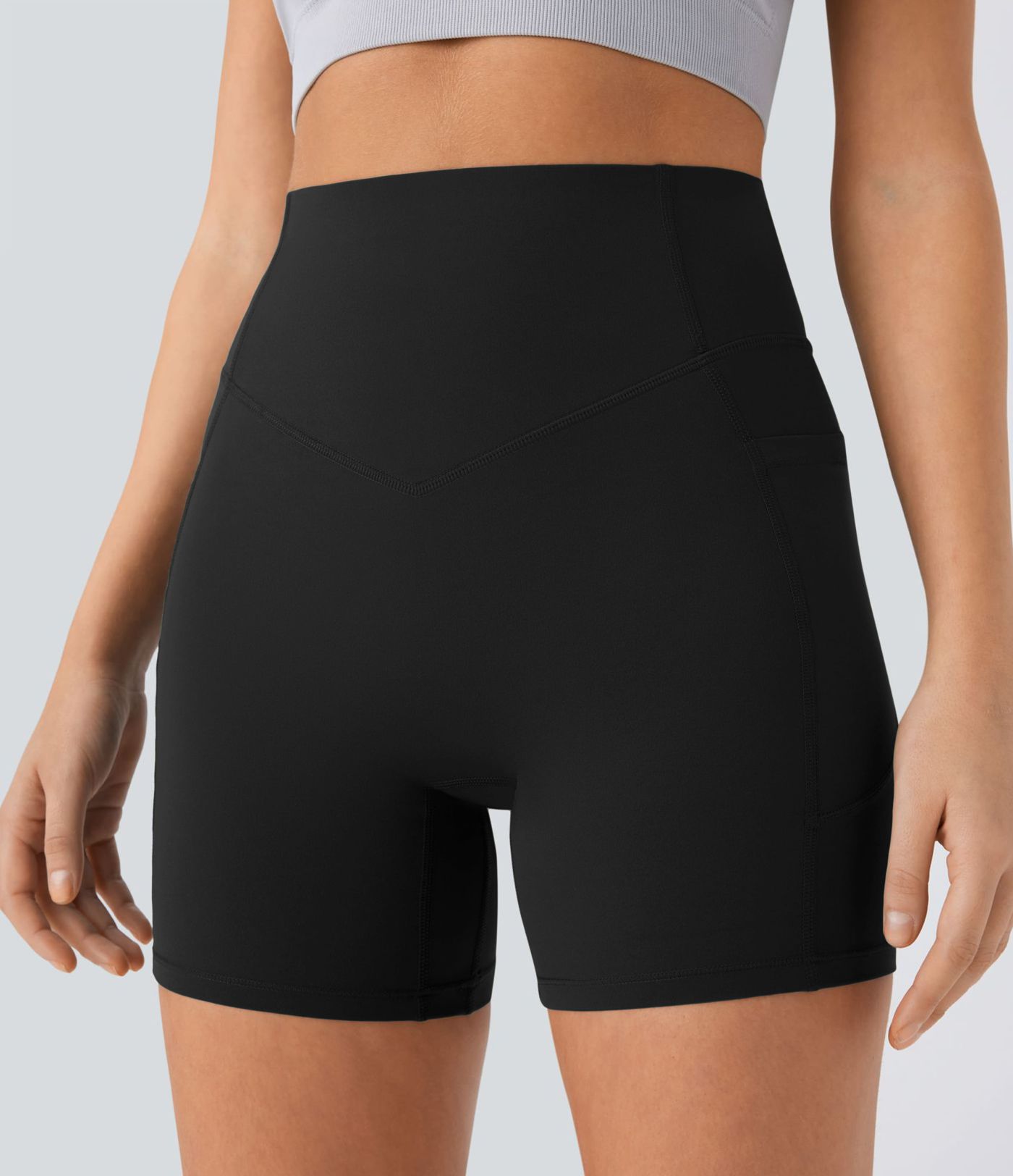 Halara UltraSculpt™ High Waisted Scrunch Butt Lifting Tummy Control Pocket Shaping Workout Biker Shorts 5''