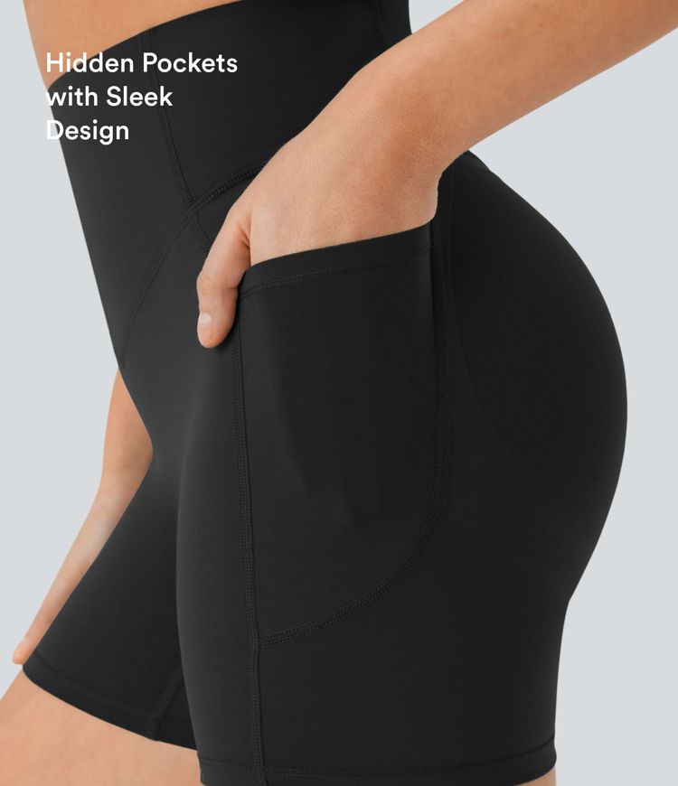 Halara UltraSculpt™ High Waisted Scrunch Butt Lifting Tummy Control Pocket Shaping Workout Biker Shorts 5''
