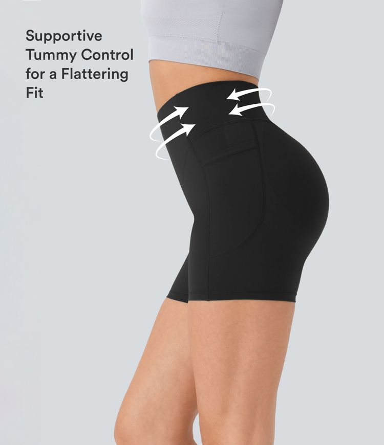 Halara UltraSculpt™ High Waisted Scrunch Butt Lifting Tummy Control Pocket Shaping Workout Biker Shorts 5''