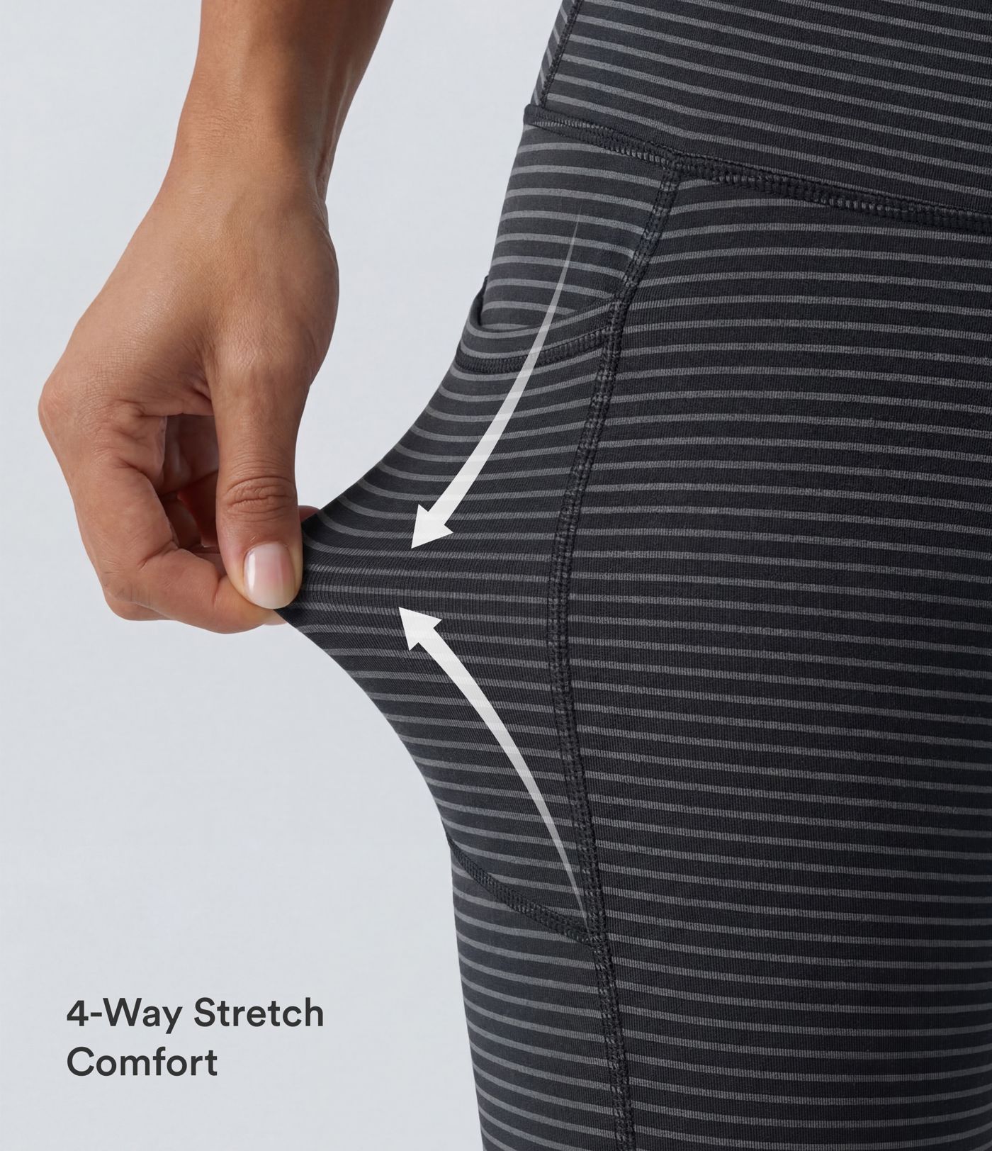 High Waisted Drawstring Striped Yoga Leggings with Pockets