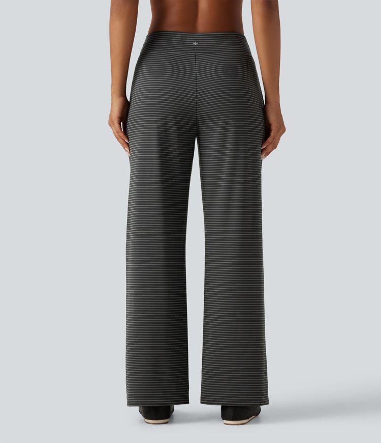 Legging de yoga droit taille mi-haute rayé avec poches