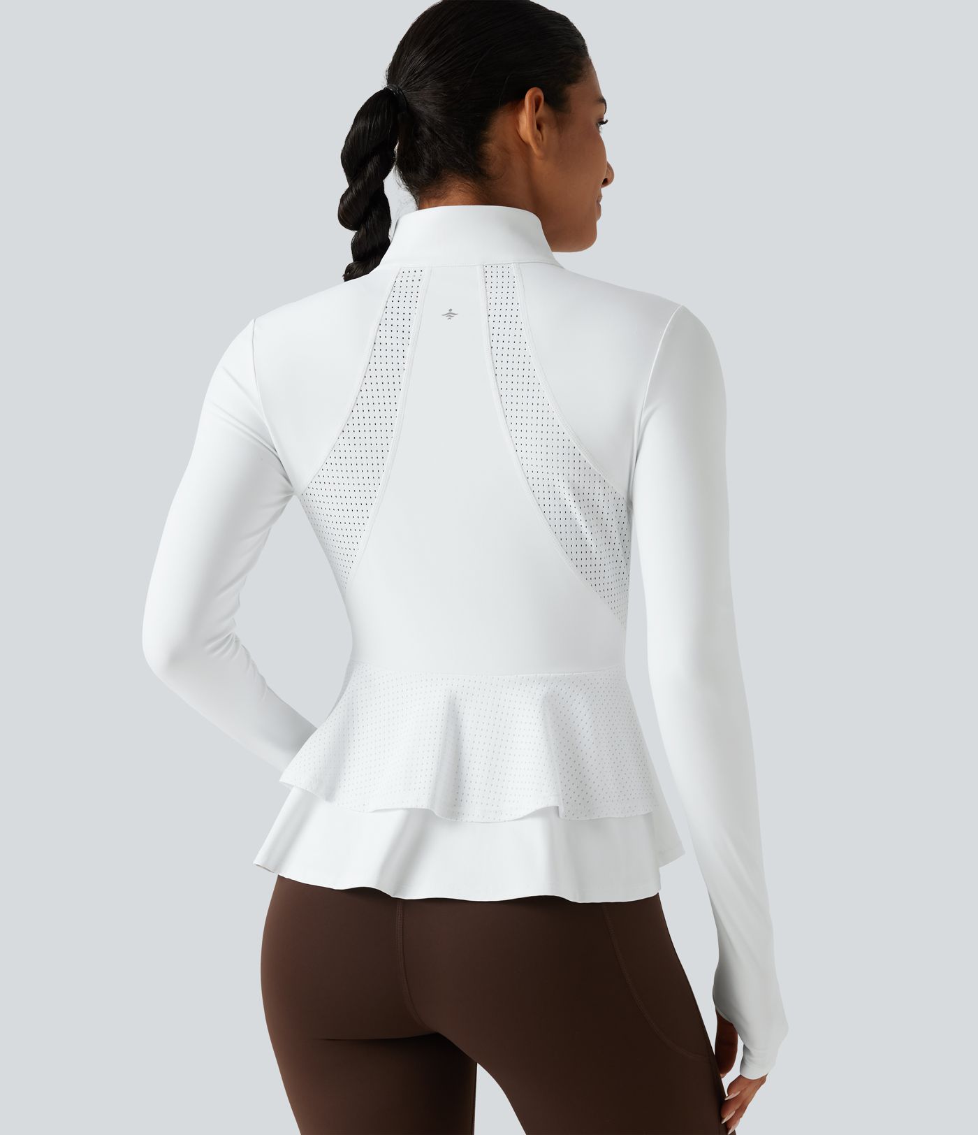 SoftlyZero™ Airy - Yogajacke mit Stehkragen, Seitentaschen, langen Ärmeln, Daumenlöchern und Rüschensaum - UPF50+ SoftlyZero™ Airy - Yogajacke mit Stehkragen, Seitentaschen, langen Ärmeln, Daumenlöchern und Rüschensaum - UPF50+