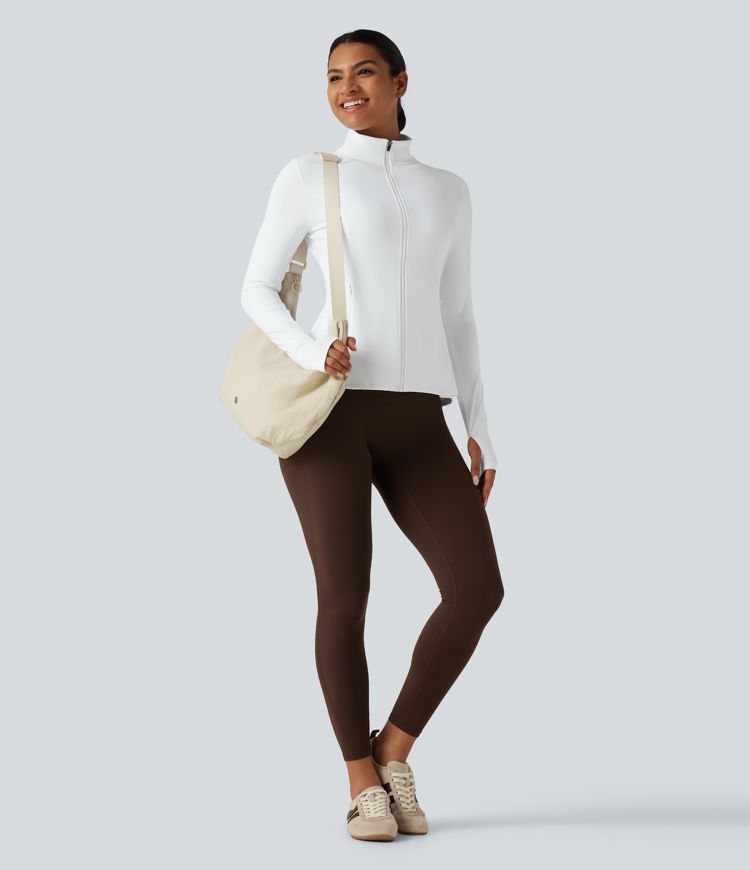 SoftlyZero™ Airy - Yogajacke mit Stehkragen, Seitentaschen, langen Ärmeln, Daumenlöchern und Rüschensaum - UPF50+ SoftlyZero™ Airy - Yogajacke mit Stehkragen, Seitentaschen, langen Ärmeln, Daumenlöchern und Rüschensaum - UPF50+