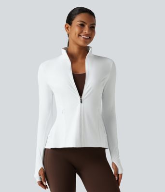 SoftlyZero™ Airy - Yogajacke mit Stehkragen, Seitentaschen, langen Ärmeln, Daumenlöchern und Rüschensaum - UPF50+ SoftlyZero™ Airy - Yogajacke mit Stehkragen, Seitentaschen, langen Ärmeln, Daumenlöchern und Rüschensaum - UPF50+