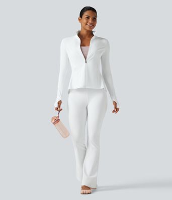 SoftlyZero™ Airy - Yogajacke mit Stehkragen, Seitentaschen, langen Ärmeln, Daumenlöchern und Rüschensaum - UPF50+ SoftlyZero™ Airy - Yogajacke mit Stehkragen, Seitentaschen, langen Ärmeln, Daumenlöchern und Rüschensaum - UPF50+