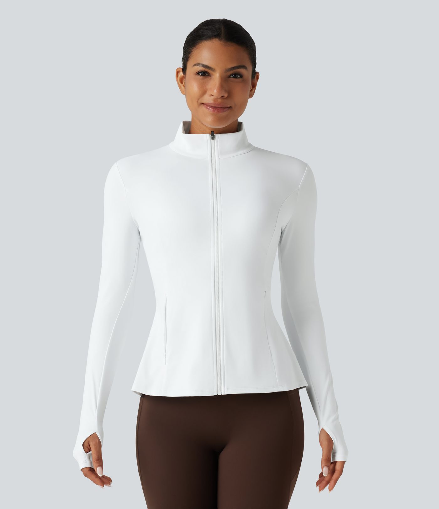 SoftlyZero™ Airy - Yogajacke mit Stehkragen, Seitentaschen, langen Ärmeln, Daumenlöchern und Rüschensaum - UPF50+ SoftlyZero™ Airy - Yogajacke mit Stehkragen, Seitentaschen, langen Ärmeln, Daumenlöchern und Rüschensaum - UPF50+