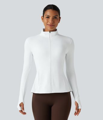 SoftlyZero™ Airy - Yogajacke mit Stehkragen, Seitentaschen, langen Ärmeln, Daumenlöchern und Rüschensaum - UPF50+ SoftlyZero™ Airy - Yogajacke mit Stehkragen, Seitentaschen, langen Ärmeln, Daumenlöchern und Rüschensaum - UPF50+