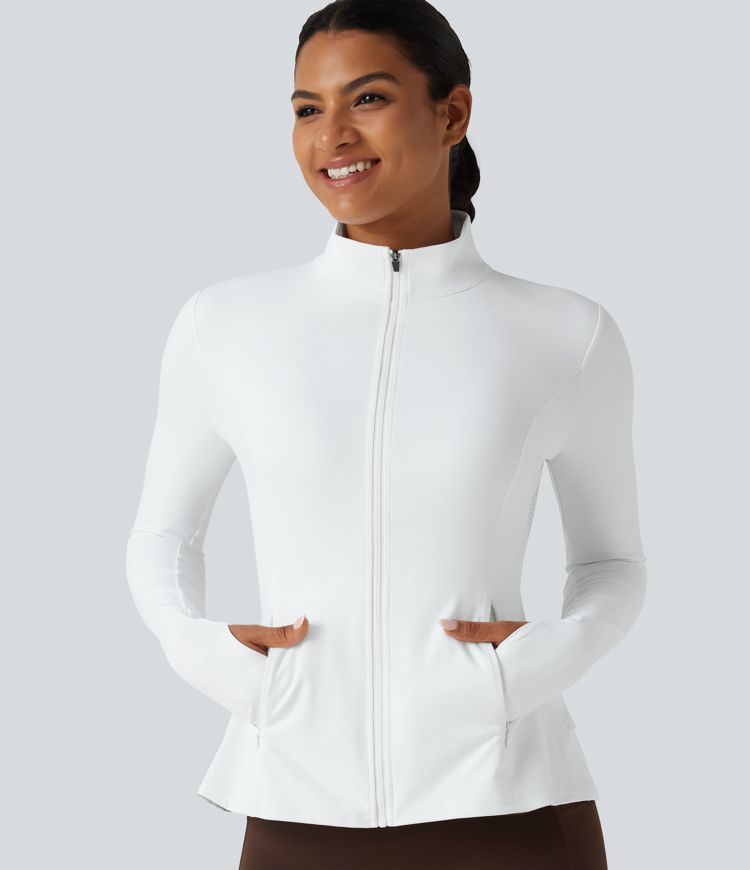 SoftlyZero™ Airy - Yogajacke mit Stehkragen, Seitentaschen, langen Ärmeln, Daumenlöchern und Rüschensaum - UPF50+ SoftlyZero™ Airy - Yogajacke mit Stehkragen, Seitentaschen, langen Ärmeln, Daumenlöchern und Rüschensaum - UPF50+
