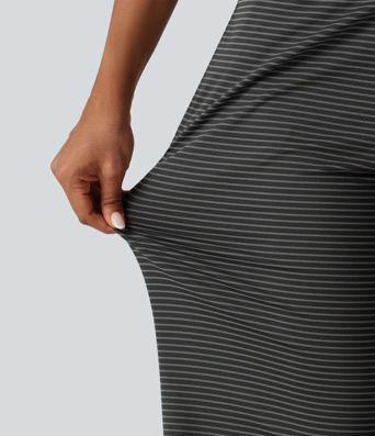 Legging de yoga droit taille mi-haute rayé avec poches