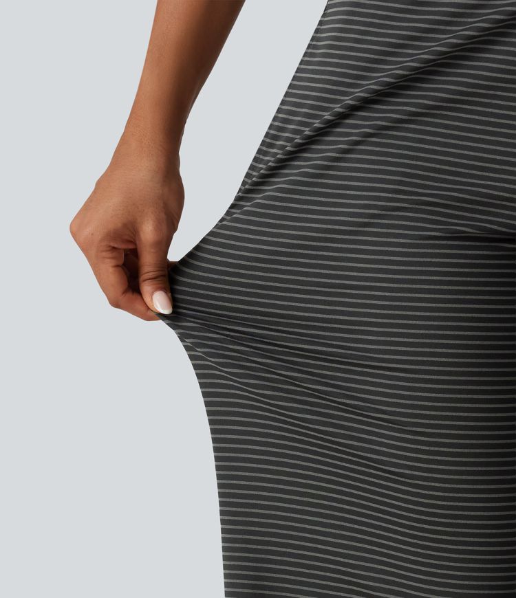 Legging de yoga droit taille mi-haute rayé avec poches