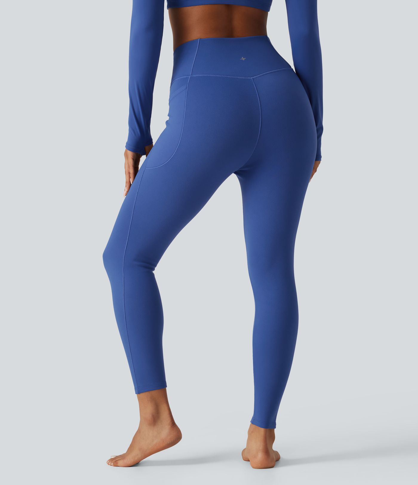High Waisted Crossover Fleece Yoga Leggings with Pockets