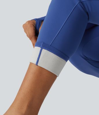 High Waisted Crossover Fleece Yoga Leggings with Pockets