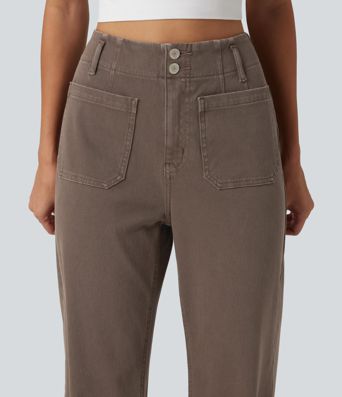 Halara Flex™ högmidjade, utsvängda och färgglada vardagsjeans med fickor