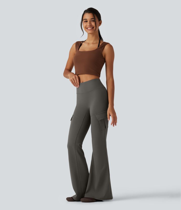 DayStretch High Waisted Flare Cargo Skinny Yoga Pants with Pockets DayStretch High Waisted Flare Cargo Skinny Yoga Pants with Pockets