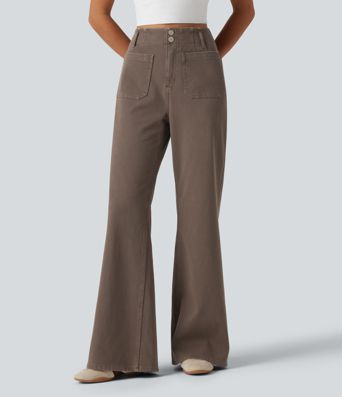 Halara Flex™ högmidjade, utsvängda och färgglada vardagsjeans med fickor